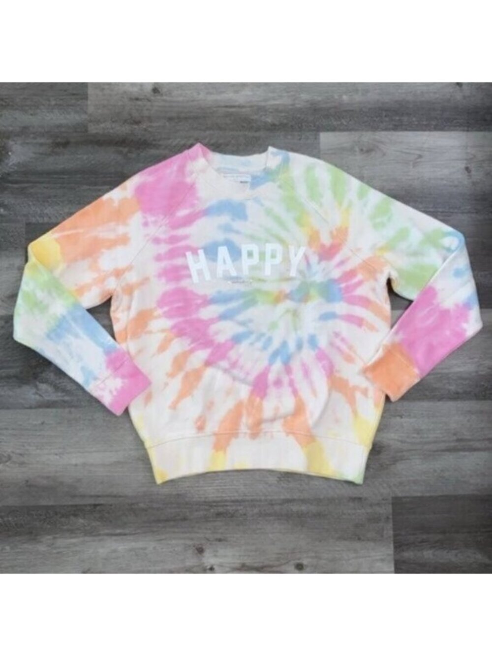 SPIRITUAL GANGSTER Happy 100% Cotton Tie Dye Sweatshirt Raglan $158 Sz Medium